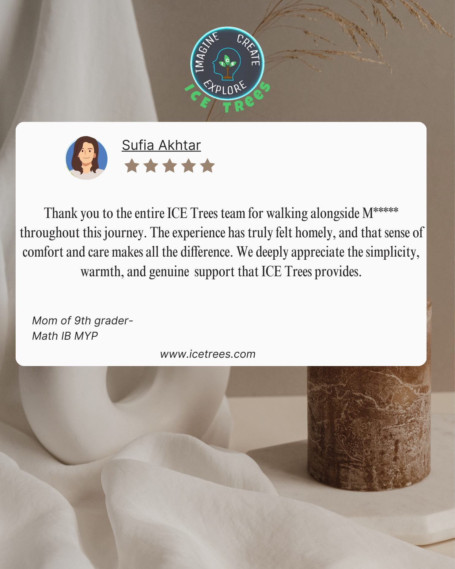 Sufia Akhtar parent review for ICETREES